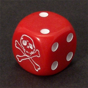 Skull dice - red with spots