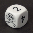 Skull dice - white with numbers